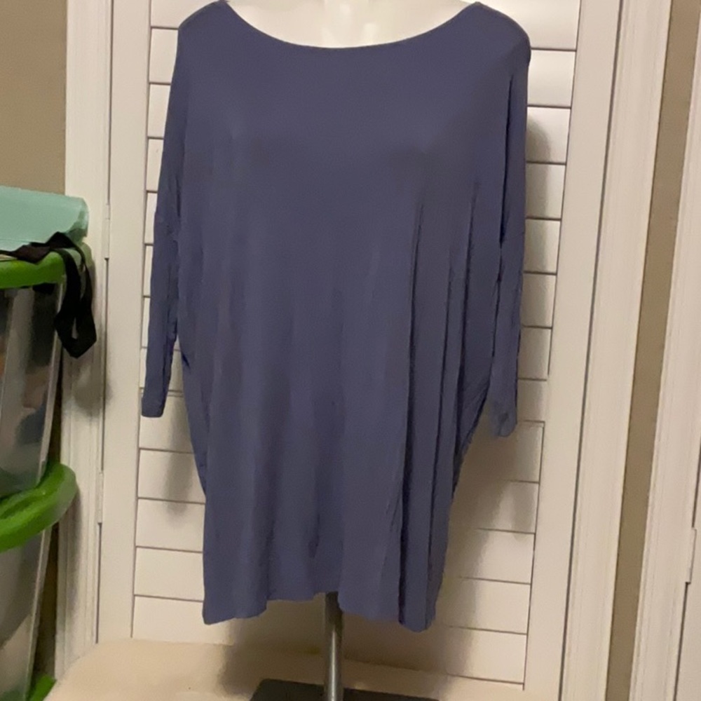 Fantastic Fawn Blue Oversized 3/4 Sleeve Blouse